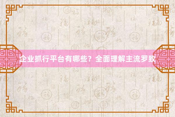 企业抓行平台有哪些?全面理解主流罗致